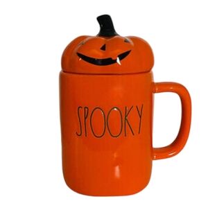 Rae Dunn SPOOKY PUMPKIN Topper Artisan Collection Magenta Halloween Mug 2021